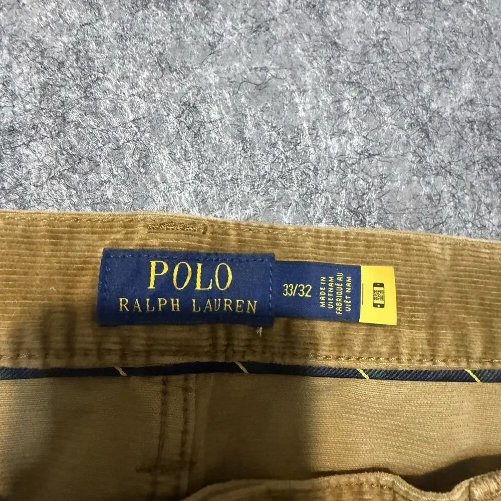 Polo Ralph Lauren Mens Corduroy Pants 33/32 Brown Tan Straight Leg 5-Pocket